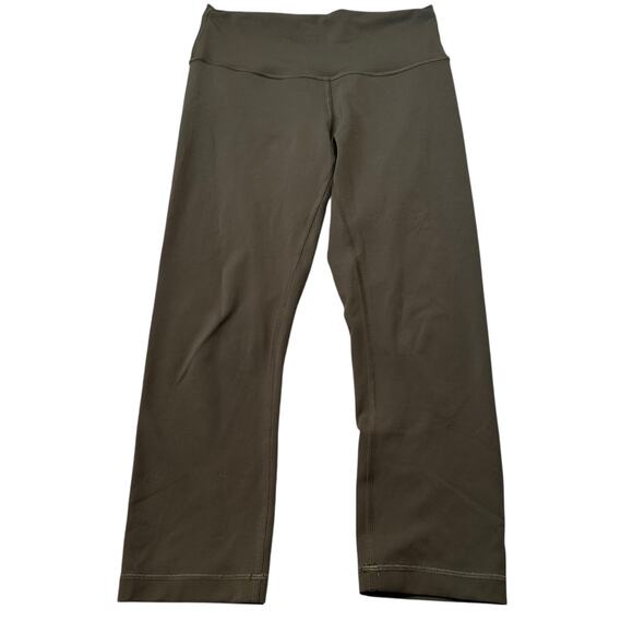 LULULEMON Green Cropped Wunder Train High Rise Crop Women's Size 8 Dark Olive - Picture 1 of 6